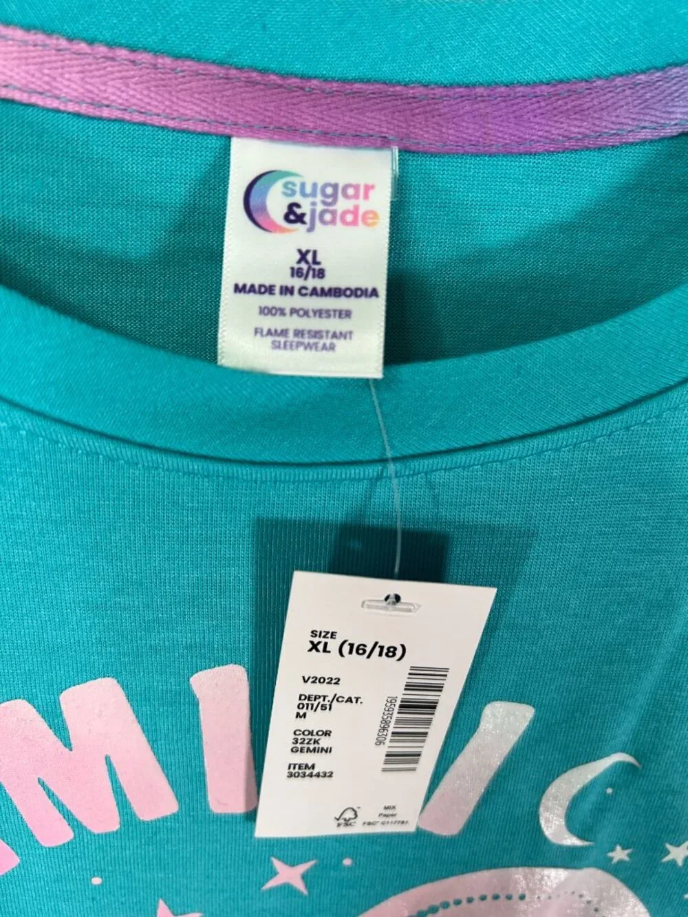 Sugar & Jade Girls Pajama XL (16-18) Graphic Tee Zodiac Gemini NWT